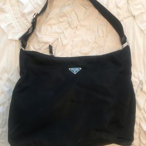 Prada black nylon shoulder purse adjustable strap